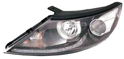 Phare Optique avant gauche pour KIA SPORTAGE 2010-2014, H7+H7, Fond noir, Feu de jour led, Neuf