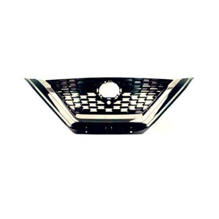 Grille de radiateur pour NISSAN QASHQAI III ph. 1 depuis 2021, avec garniture chromée, trous caméra, noire brillante, Neuve