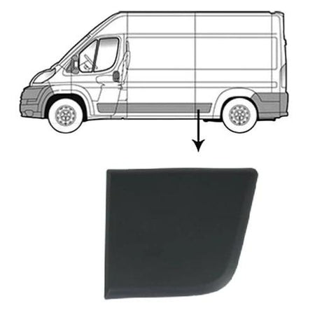 Moulure arrière gauche partie avant pour PEUGEOT BOXER II phase 1, 2006-2014, noire, Neuve