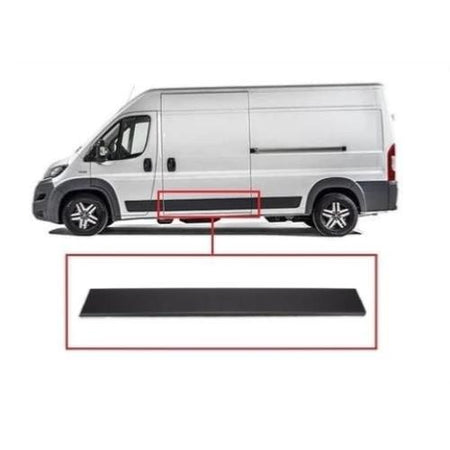 Moulure baguette centrale sur porte latérale gauche pour PEUGEOT BOXER II phase 1, 2006-2014, châssis moyen-long, Noire, 140cm, Neuve