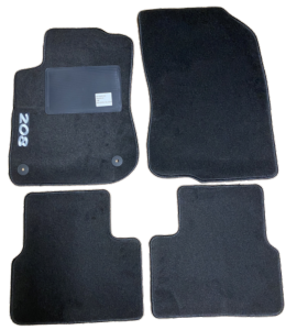 Kit 4 Tapis de sol Auto pour PEUGEOT 208 de 2015-2019, avec sigle 208, avec CLIPS, Neuf