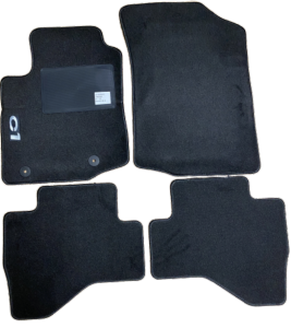 Kit 4 Tapis de sol Auto pour CITROEN C1 depuis 2014, avec sigle C1, moquette noire et clips, Neuf