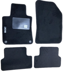 Kit 4 Tapis de sol Auto pour PEUGEOT 308 depuis 2017, avec sigle 308, moquette noire, avec CLIPS, Neuf