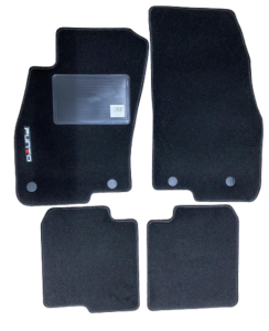 Kit 4 Tapis de sol Auto pour FIAT PUNTO depuis 2012 avec sigle PUNTO, moquette noire, avec CLIPS, Neuf