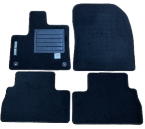 Kit 4 Tapis de sol Auto pour CITROËN BERLINGO VP/FOURGON III depuis 2018 (K9), avec sigle BERLINGO, moquette noire et clips rond, Neuf