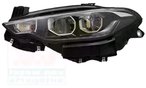 Phare optique à LED avant gauche H7+H15 pour FIAT TIPO II phase 1, 2015-2020, fond noir, corniche chromé, neuf