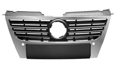 Grille radiateur centrale pour VOLKSWAGEN PASSAT B6 2005-2010, profils chromés, trous capteurs radar