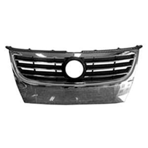 Grille de calandre supérieure pour VOLKSWAGEN TOURAN I phase 2, 2006-2010, chromée, pare chocs avant