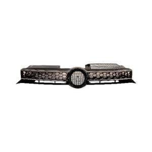 Grille calandre centrale supérieure pour VOLKSWAGEN GOLF VI GTD, 2009-2013, noire, profil chromé