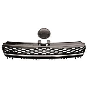 Grille calandre centrale supérieure pour VOLKSWAGEN GOLF VII GTD phase 1, 2013-2016, noire, profil chromé, Neuve