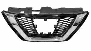 Grille calandre centrale supérieure pour NISSAN QASHQAI II phase 2 depuis 2017, noire, contour chromée, Neuve