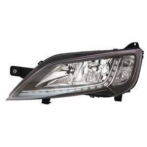 Phare Optique avant gauche pour PEUGEOT BOXER II phase 2 depuis 2014 >, H7+H7, (fond noir) feu LED