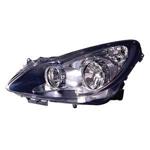 Phare Optique avant gauche pour OPEL CORSA D phase 1, 2006-2010, H7+H1, fond noir, (modèle OPC)