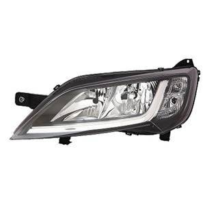 Phare Optique avant gauche pour FIAT DUCATO III phase 2 depuis 2014 >, H7+H7, (fond noir), Neuf