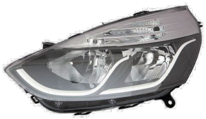 Phare Optique avant gauche pour RENAULT CLIO IV phase 1, 2016, H7+H1 fond noir, contour blanc, Neuf