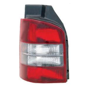 Feu arrière gauche pour VOLKSWAGEN TRANSPORTER T5, 2003-2009, (hayon), rouge/blanc, fond noir, Neuf